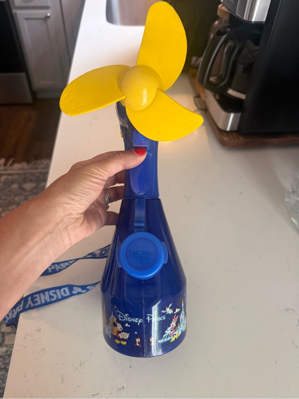 Disney Blue Handheld Fan with Yellow Blades